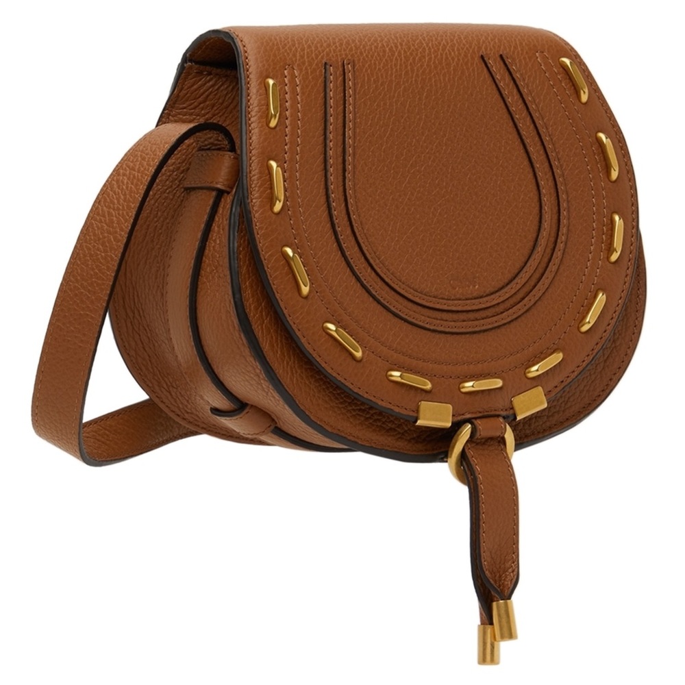 Chloe tan studded leather Marcie saddle crossbody bag NWT